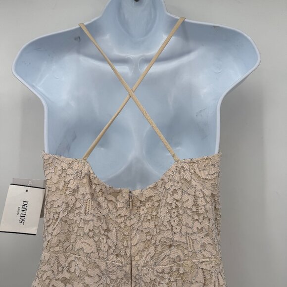 David’s Bridal Champagne Lace Maxi Dress Front Slit Formal Women’s 4 NWT - Picture 6 of 12